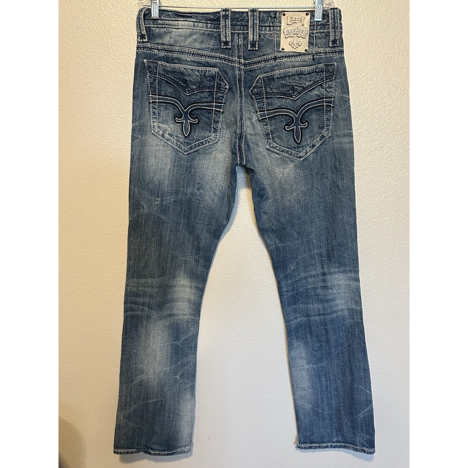 Rock Revival Straight Leg Helmut Jeans Fleur Embroidered Flap Pocket Men 32x34l